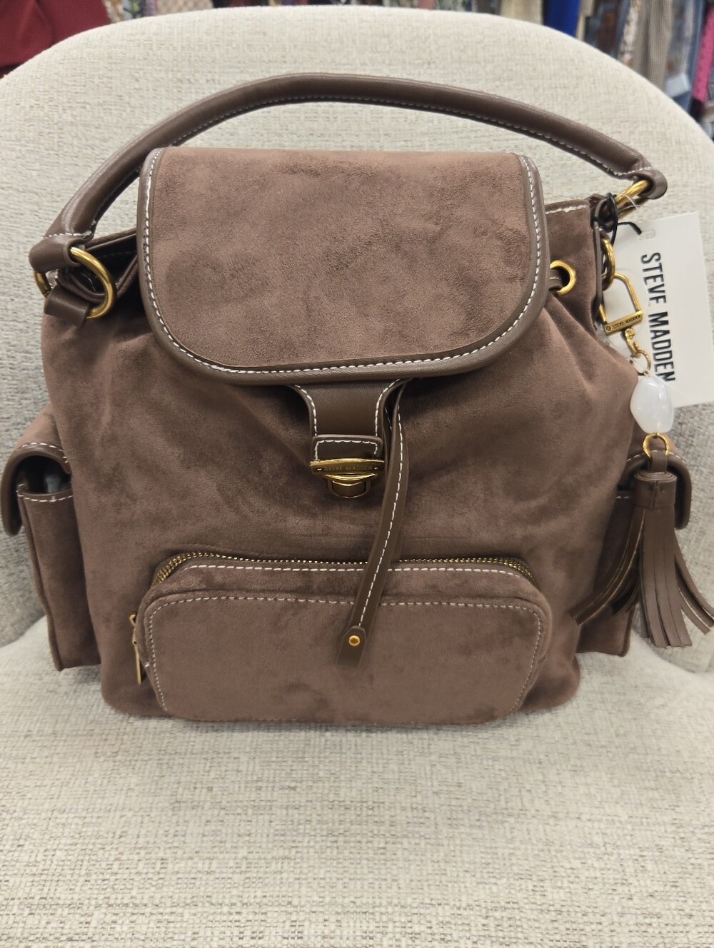 Steve Madden Brown Suede Backpack - Picture 9 of 9
